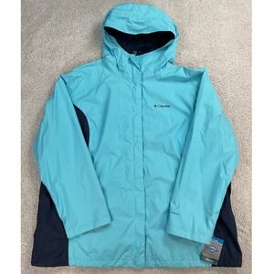 Columbia Arcadia II Rain Jacket Womens 3X Blue Waterproof Omni-Tech RW2436 NEW
